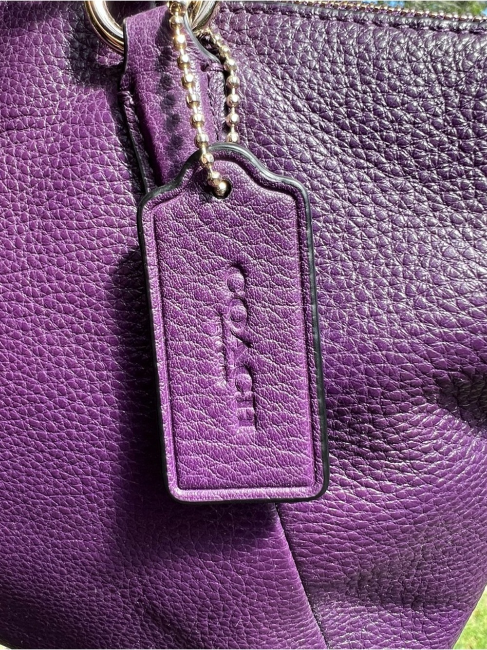 COACH Purple Pebble Leather Shoulder/Crossbody Purse w Gold Hardware AUTHENTIC - Picture 5 of 14